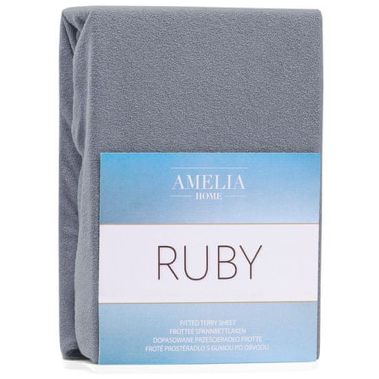 AmeliaHome Froté prostěradlo s gumou AmeliaHome Ruby tmavě šedé