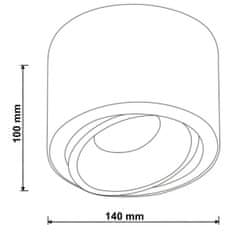 LUMILED Halogenové zapuštěné svítidlo GU10 AR111 TUBA Pohyblivé Kulaté Bílé 100mm 