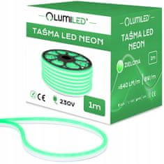 Basic LED pásek NEON STRIP 230V 1m RUBBER IP68 Zelená