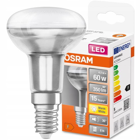 Osram LED žárovka E14 R50 4,3W = 50W 350lm 2700K Teplá bílá