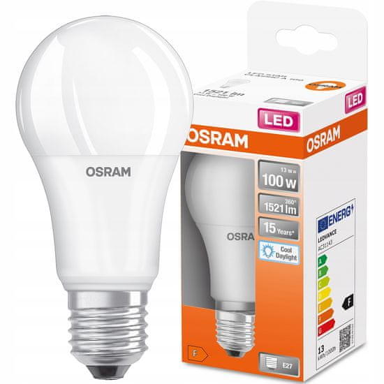 Osram LED žárovka E27 A60 13W = 100W 1521lm 6500K Studená bílá