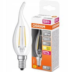 Osram Stmívatelná LED žárovka E14 BA35 4W = 40W 470lm 2700K Teplá bílá FILAMENT