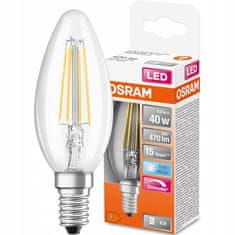 Osram Stmívatelná LED žárovka E14 SVÍČKA 4,8W= 40W 470lm 4000K Neutrální bílá FILAMENT