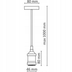 Basic CORD Dekorativní kovový držák lampy E27 s kabelem