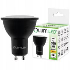 LUMILED Černá LED žárovka GU10 PAR16 6W = 50W 580lm 3000K Teplá bílá 120°