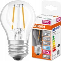 Osram Stmívatelné LED žárovka E27 P45 4,8W = 40W 470lm 4000K Neutrální bílá FILAMENT