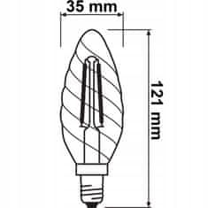 Osram Stmívatelná LED žárovka E14 BW35 3,4W = 40W 470lm 4000K Neutrální bílá FILAMENT