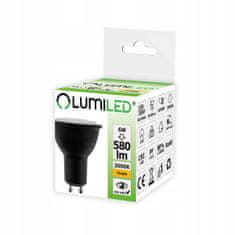 LUMILED Černá LED žárovka GU10 PAR16 6W = 50W 580lm 3000K Teplá bílá 120°