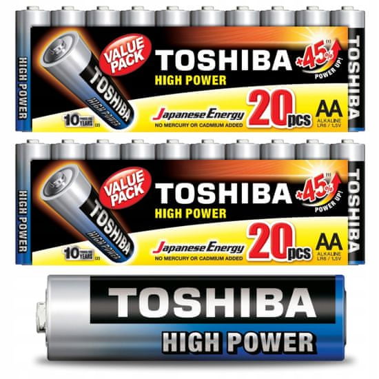 Basic Alkalické baterie TOSHIBA FINGERS LR6 AA 40ks