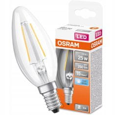 Osram LED žárovka E14 SVÍČKA 2,5W= 25W 250lm 4000K Neutrální bílá FILAMENT