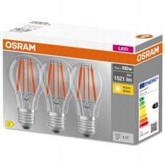 Osram 3x LED žárovka E27 A60 11W = 100W 1521lm 2700K Teplá bílá FILAMENT