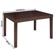 BPS-koupelny Jídelní stůl, rozkládací, wenge, 120-240x90 cm, FARO