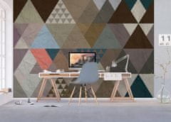 AG Design Abstrakce s barevnými trojúhelníky, vliesová fototapeta 360x270 cm