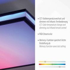 PAUL NEUHAUS LEUCHTEN DIREKT is JUST LIGHT LED stropní svítidlo 45x45, černá, hranaté, RGB Dreamcolor, stmívatelné, panel RGB plus 2700-5000K