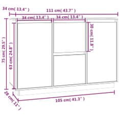 Vidaxl Příborník bílý 111x34x75 cm masivní borové dřevo