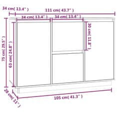 Greatstore Příborník černý 111x34x75 cm masivní borové dřevo