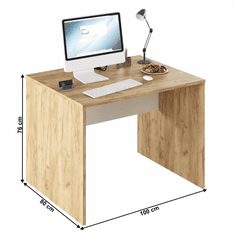 KONDELA PC stůl, dub artisan/bílá, RIOMA TYP 12