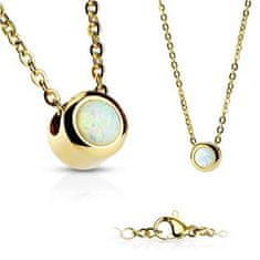 SPERKY4U Zlacený ocelový náhrdelník s opálem bílé barvy