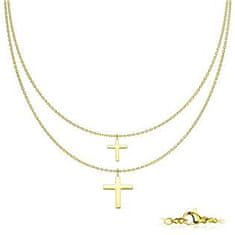 SPERKY4U Dvojitý zlacený ocelový náhrdelník s křížky