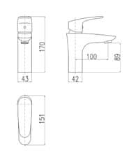 RAV-SLEZÁK Vodovodní baterie umyvadlová AMUR AM726.0 Chrom flexi hadice 1/2''