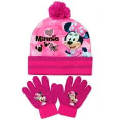 SETINO Dívčí zimní čepice + prstové rukavice Minnie Mouse Růžová