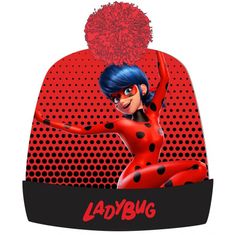 E plus M Dívčí zimní čepice s bambulí Kouzelná beruška - Miraculous Ladybug