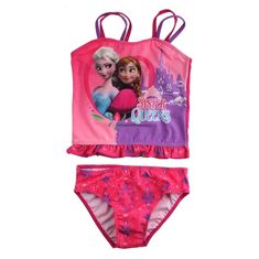 SETINO Dívčí dvoudílné plavky Ledové království - Sister Queens - tm. růžové