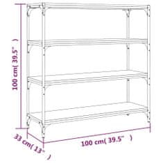 Greatstore Knihovna černá 100 x 33 x 100 cm kompozitní dřevo a ocel