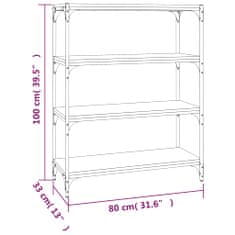 Vidaxl Knihovna černá 80x33x100 cm kompozitní dřevo a ocel