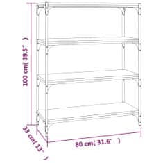 Vidaxl Knihovna hnědý dub 80x33x100 cm kompozitní dřevo a ocel