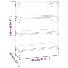 Greatstore Knihovna dub sonoma 80x33x100 cm kompozitní dřevo a ocel