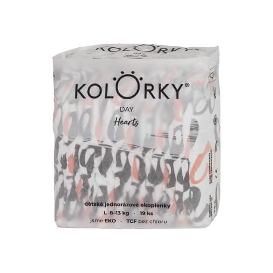 KOLORKY DAY - srdce - L (8-13 kg) - 19 ks - jednorázové eko plenky