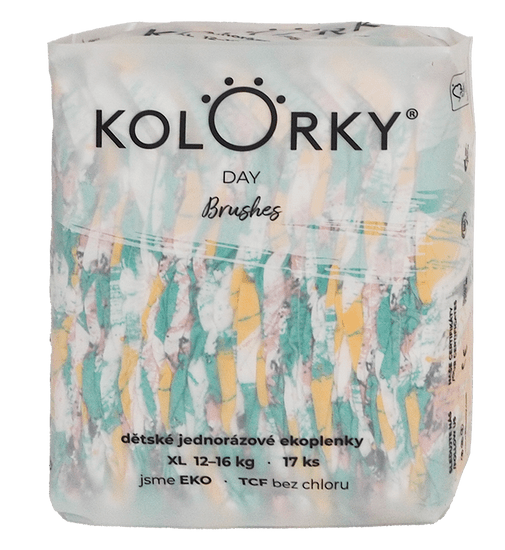 KOLORKY DAY - štětce - XL (12-16 kg) - 17 ks - jednorázové eko plenky