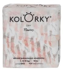 KOLORKY DAY - květy - L (8-13 kg) - 19 ks - jednorázové eko plenky