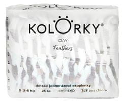 KOLORKY DAY - peří - S (3-6 kg) - 25 ks - jednorázové eko plenky