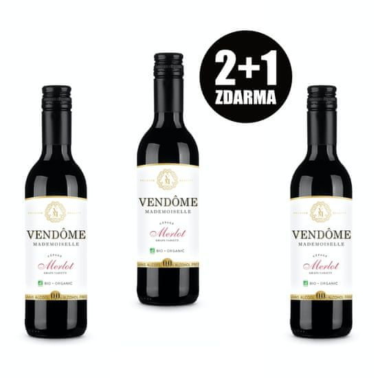 Vendôme Mademoiselle Merlot 3 x 0,375L - Nealkoholické červené tiché víno 0,0% alk.