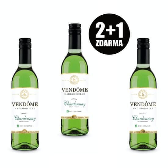 Vendôme Mademoiselle Chardonnay 3 x 0,375L - Nealkoholické bílé tiché víno 0,0% alk.