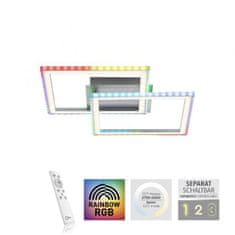 PAUL NEUHAUS LEUCHTEN DIREKT is JUST LIGHT LED stropní svítidlo 44,5x44,5cm, stříbrná barva, otočné, RGB Rainbow, stmívatelné RGB plus 2700-5000K