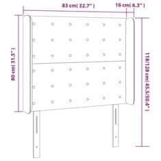 Greatstore Čelo postele s LED tmavě šedé 83 x 16 x 118/128 cm textil