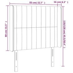 Greatstore Čelo postele s LED tmavě šedé 83 x 16 x 118/128 cm textil