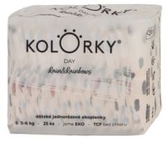 KOLORKY DAY - déšť a duhy - S (3-6 kg) - 25 ks - jednorázové eko plenky