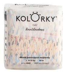 KOLORKY DAY - déšť a duhy - L (8-13 kg) - 19 ks - jednorázové eko plenky