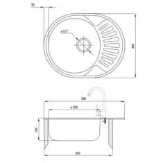 Deante Zapuštěný kuchyňský dřez s 1 mísou 44,5x58 cm