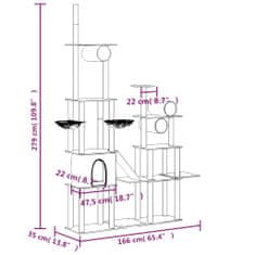 Petromila Škrabadlo pro kočky se sisalovými sloupky tmavě šedé 279 cm