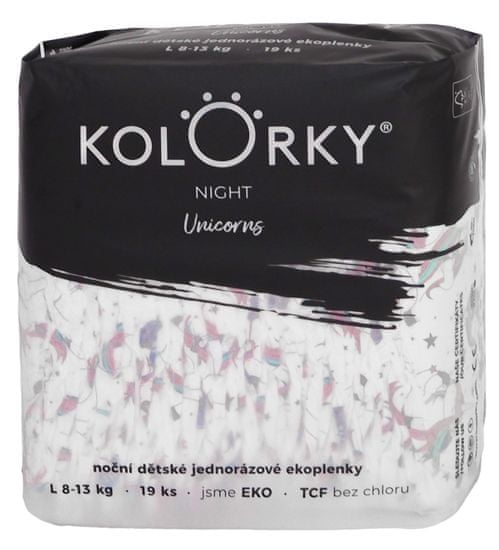 KOLORKY NIGHT - L (8-13 kg) - 19 ks - noční jednorázové eko plenky