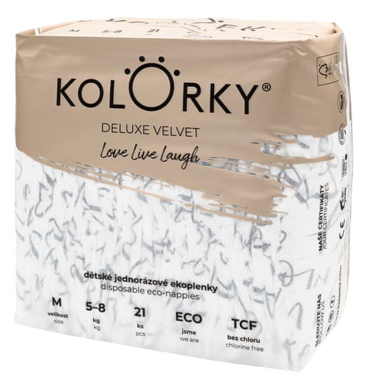 KOLORKY DELUXE VELVET - M (5-8 kg) - 21 ks- jednorázové eko plenky