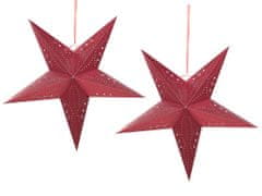 Beliani Sada 2 závěsných třpytivých hvězd s LED 60 cm červené MOTTI
