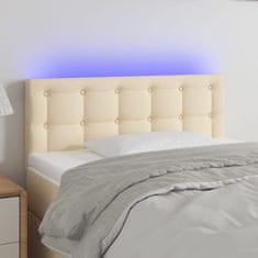 Greatstore Čelo postele s LED krémové 90x5x78/88 cm textil