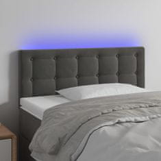 Greatstore Čelo postele s LED tmavě šedé 100x5x78/88 cm samet