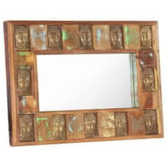 Greatstore Zrcadlo s reliéfy Buddhy 80 x 50 cm masivní recyklované dřevo